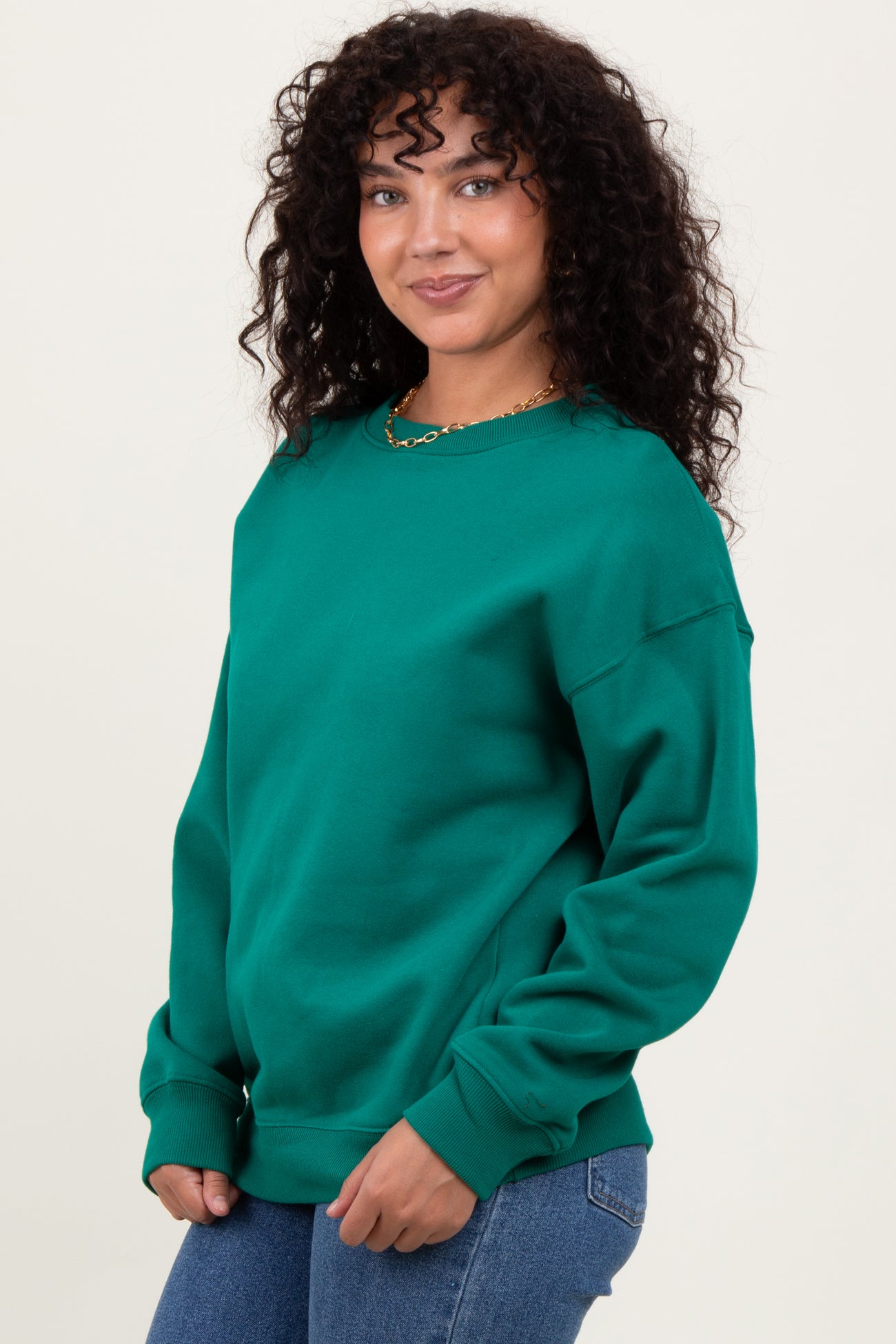 Forest Green Basic Fleece Crewneck Sweatshirt