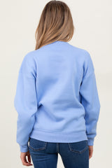 Light Blue Basic Fleece Crewneck Maternity Sweatshirt