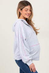 Heather Grey Oversized Raw Hem Maternity Hoodie