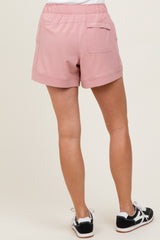 Mauve Elastic Cargo Shorts