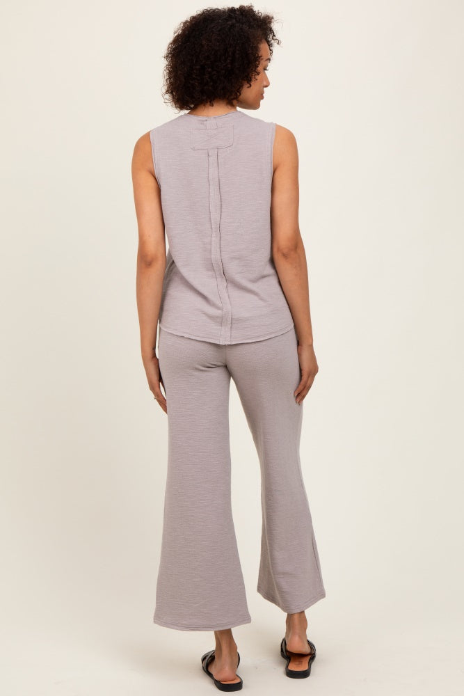 Light Mocha Slub Knit Pants Set