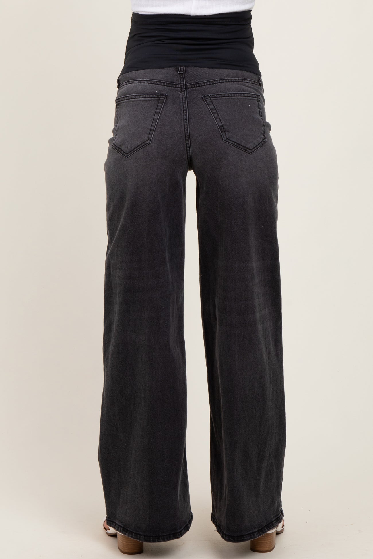 Black Washed Baggy Wide Leg Maternity Jeans