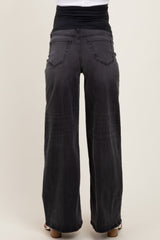 Black Washed Baggy Wide Leg Maternity Jeans