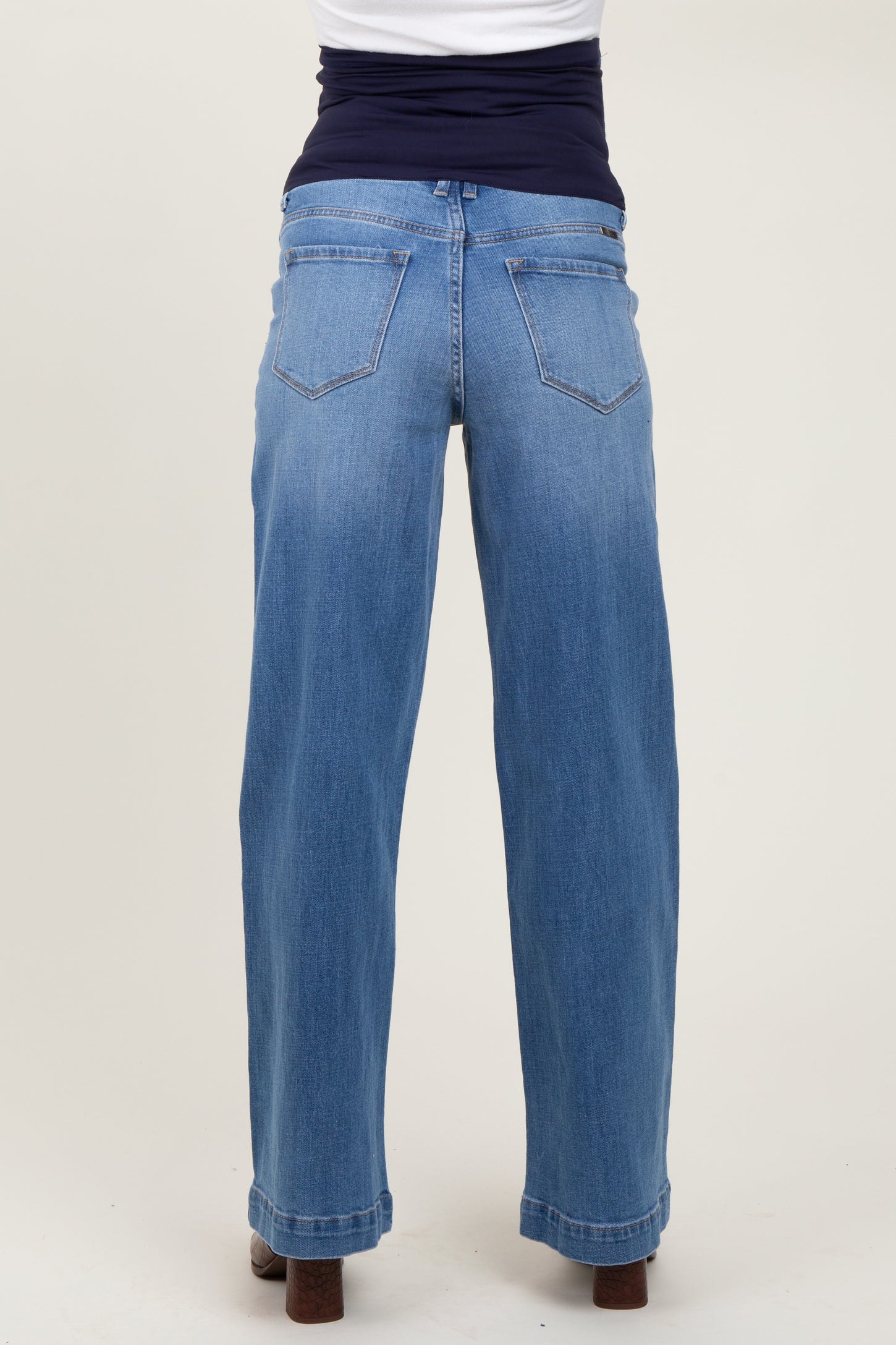 Blue Trouser Hem Wide Leg Maternity Jeans