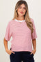 Red Striped Drop Shoulder Short Sleeve Maternity Top