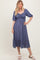 Blue Smocked Cinched Front Maxi Dress