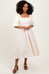 Cream Floral Maternity Midi Dress