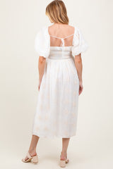 White Textured Maternity Midi Dress