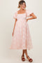 Pink Textured Maternity Midi Dress