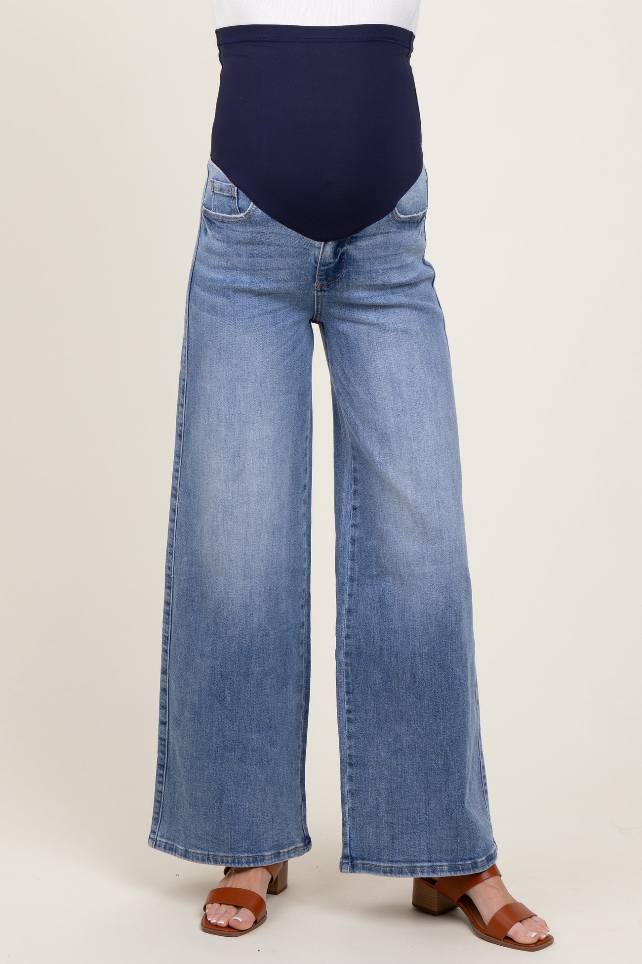 Light Blue Relaxed Wide Leg Maternity Jeans