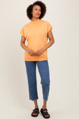 Orange Mock Neck Knit Top
