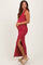 Red Black Striped Side Slit Maternity Maxi Dress