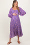 Purple Floral Long Sleeve Maternity Dress