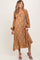 Camel Floral Long Sleeve Maternity Dress