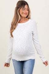 Ivory Oversized Slub Knit Maternity Sweater