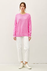 Pink Oversized Slub Knit Sweater