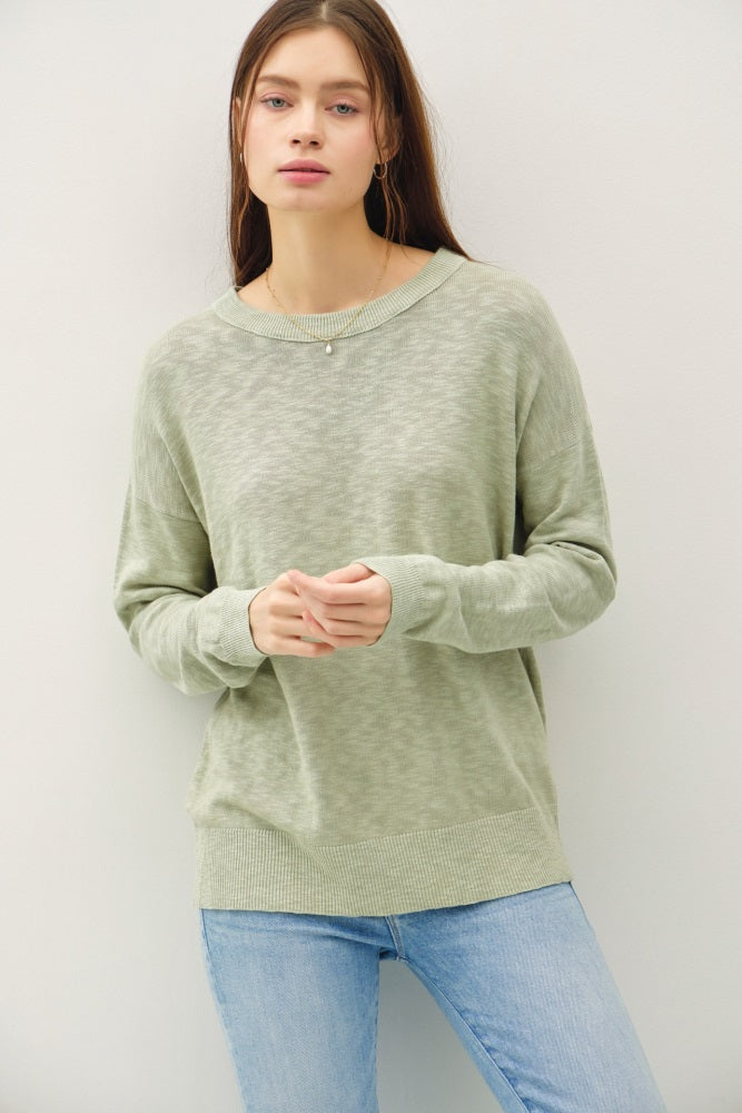 Light Olive Oversized Slub Knit Maternity Sweater
