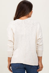 Cream Slub Knit Open Maternity Cardigan