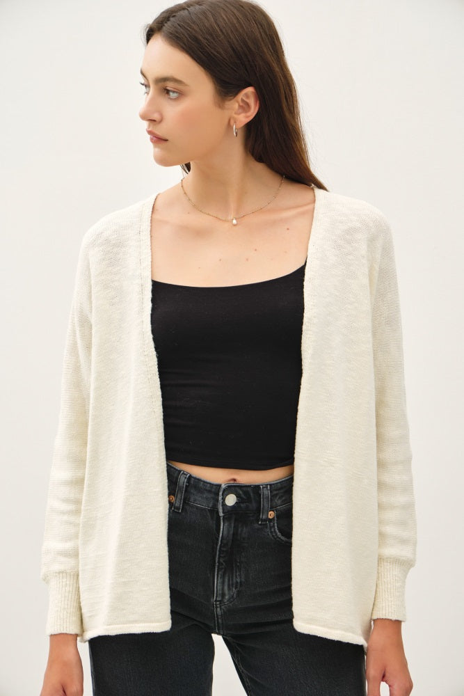 Cream Slub Knit Open Maternity Cardigan