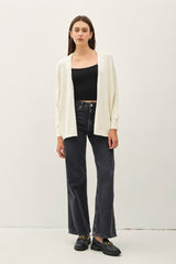 Cream Slub Knit Open Cardigan