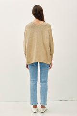 Taupe Slub Knit Open Cardigan