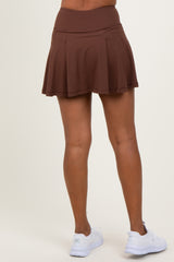 Brown Back Pleat Skort