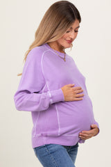 Lavender French Terry Vintage Wash Maternity Pullover