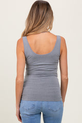 Heather Grey Sleeveless Fitted Maternity Tank Top