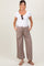 Mocha Striped Drawstring Linen Blend Maternity Wide Leg Pants