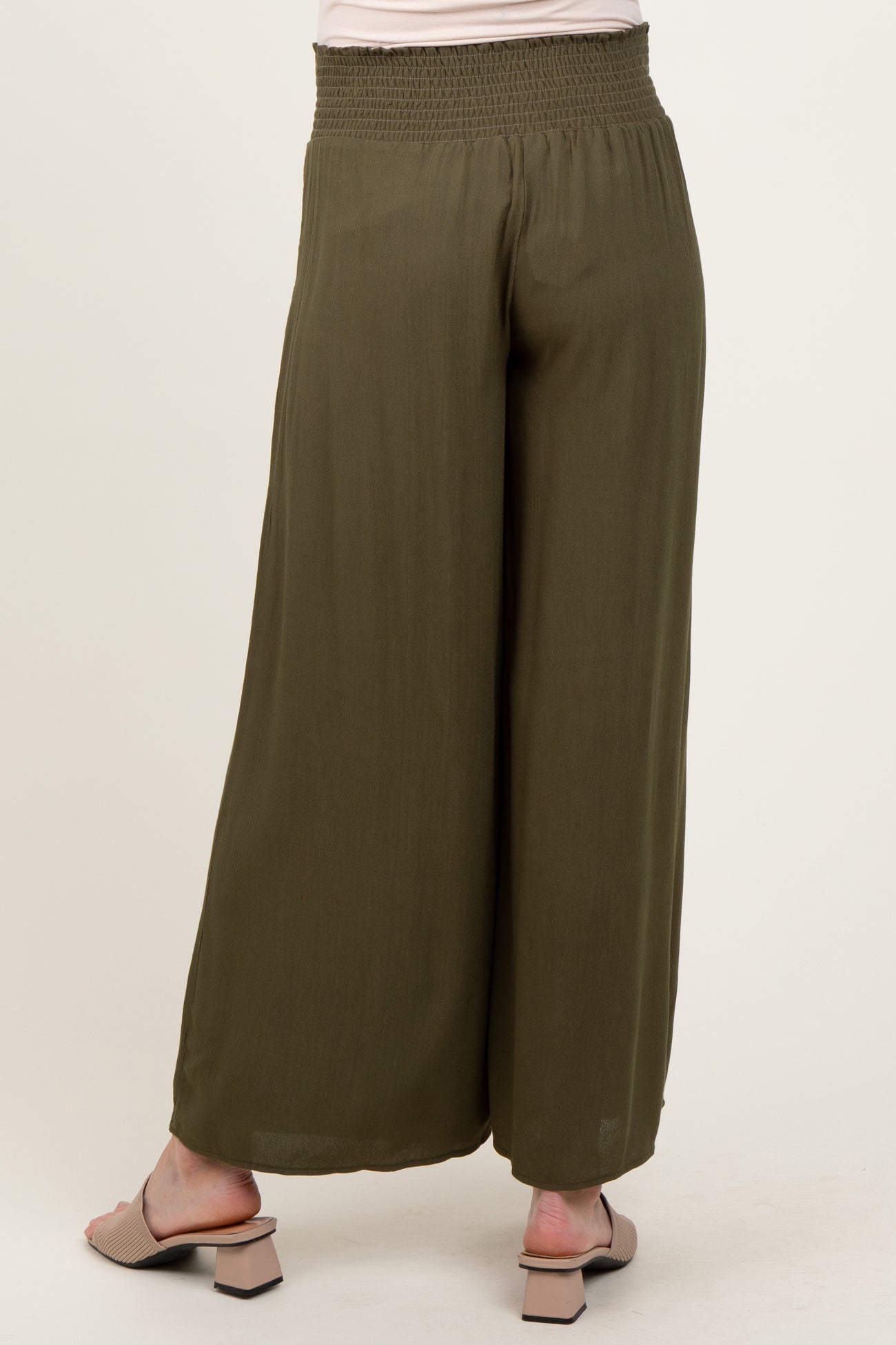 Olive Wide Smock Waist Maternity Pants