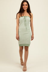 Sage Soft Color Mixed Sweater Tube Maternity Dress