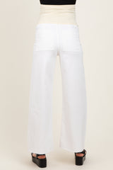 Ivory Raw Hem Wide Leg Maternity Jeans