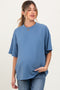 Blue Ribbed Short Sleeve Maternity Top