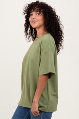 Olive Ribbed Short Sleeve Top