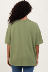 Olive Ribbed Short Sleeve Top