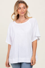 White Oversized Raw Hem Short Sleeve Maternity Tee