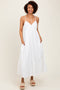 White Crochet Flare Smocked Maxi Dress