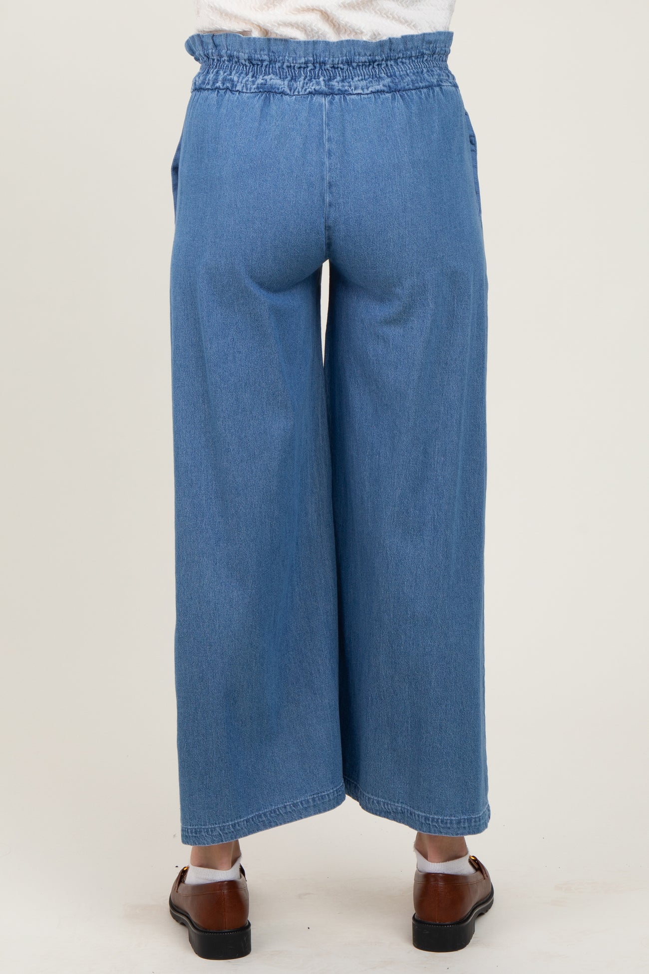 Denim Flowy Cropped Maternity Pant