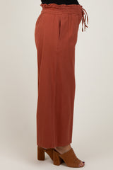 Rust Flowy Cropped Maternity Pant