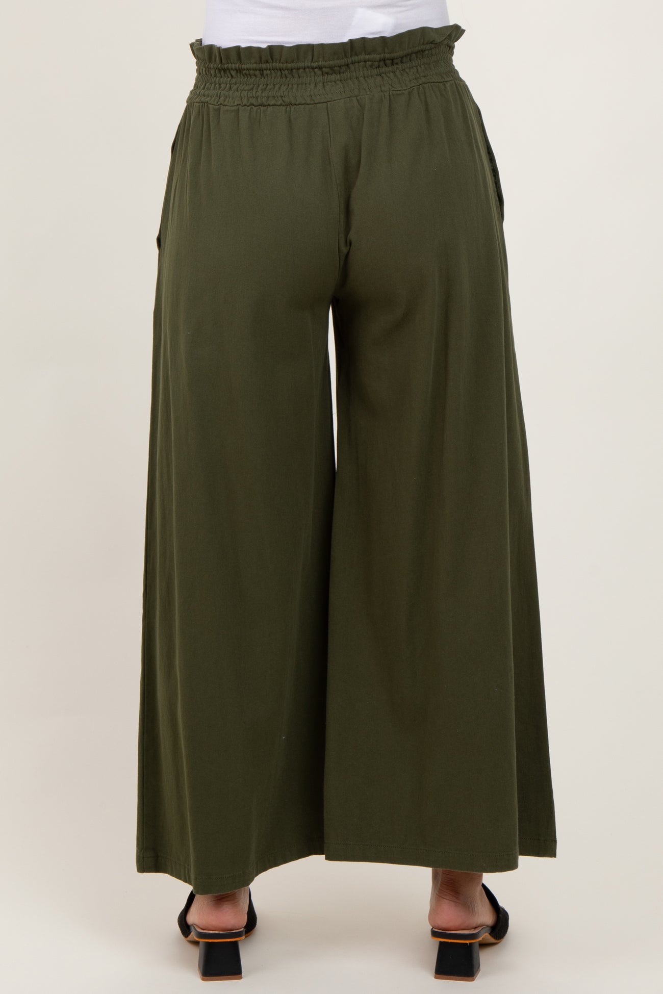 Olive Flowy Cropped Maternity Pant