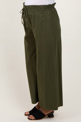 Olive Flowy Cropped Maternity Pant