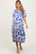 Blue Botanical Print A Line Tiered Maternity Dress