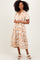 Mocha Botanical Print A Line Tiered Dress