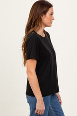 Black Basic Round Neck Short Sleeve T-Shirt