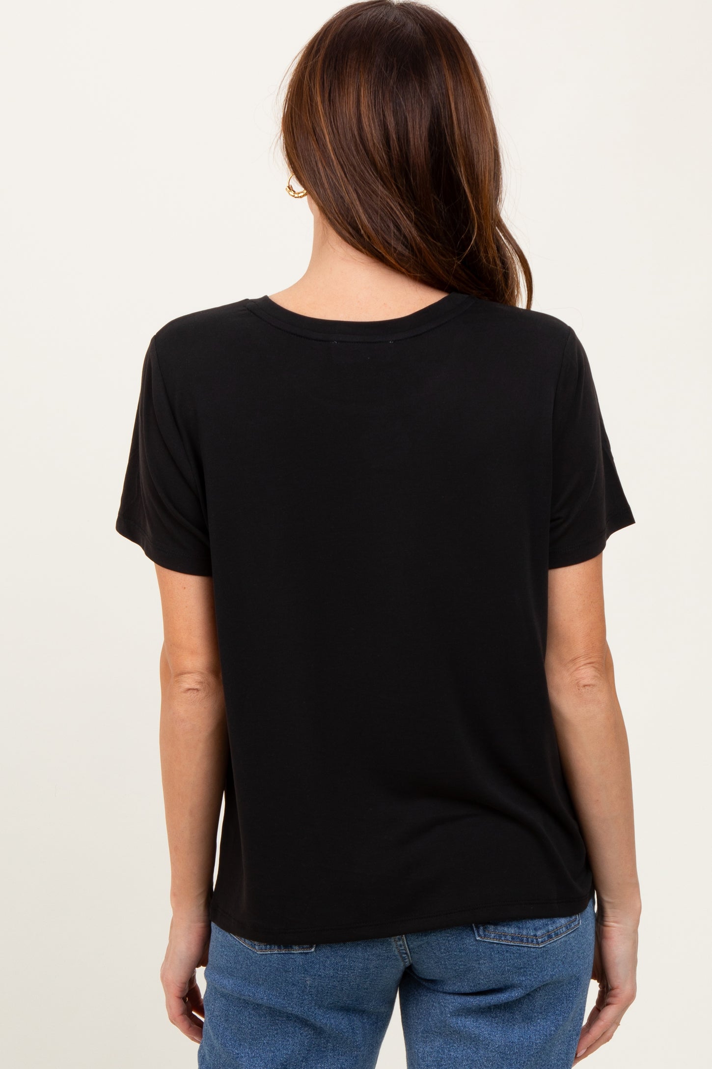 Black Basic Round Neck Short Sleeve T-Shirt