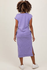 Lavender Casual Sleeveless Pocketed Maternity Midi Dress