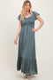 Sage Smocked Top Woven Maxi Dress