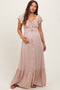Taupe Smocked Top Woven Maternity Maxi Dress