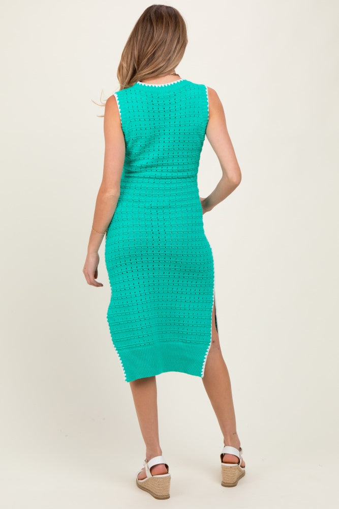 Jade Pointelle Contrast Trim Sweater Maternity Midi Dress