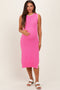 Pink Pointelle Contrast Trim Sweater Maternity Midi Dress